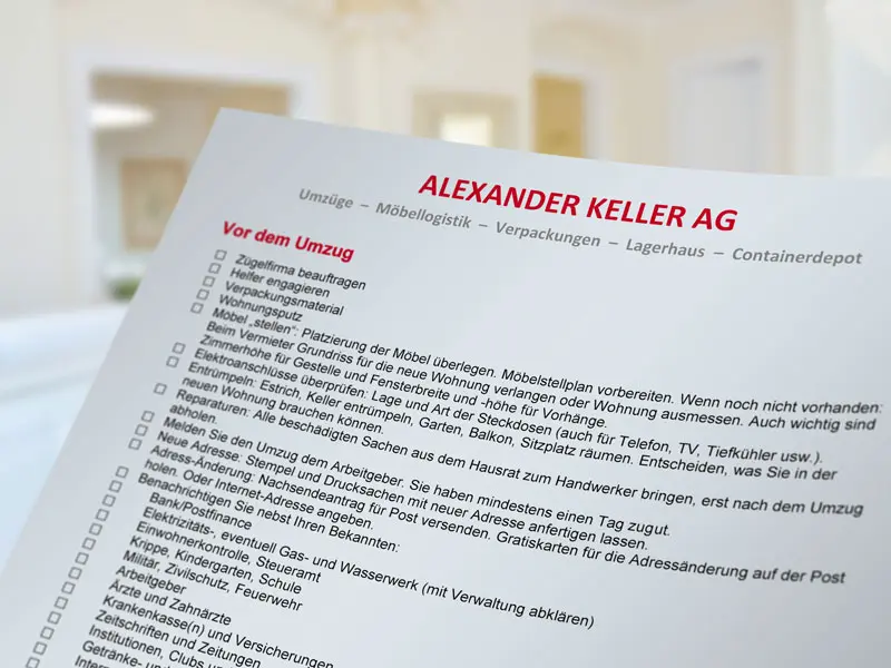 Checkliste Umzug